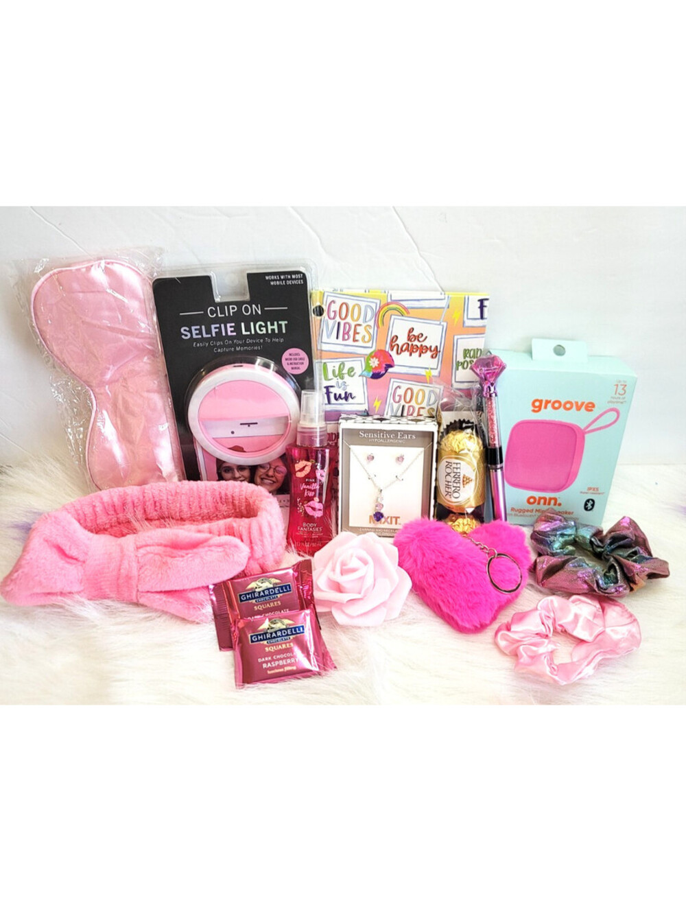 Girls Pink Self-Care Gift Box with Accessories and Greeting